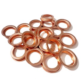 SLIMI 20 PCS M12 Oil Drain Plug Gaskets, 12mm Copper Oil Pan Drain Crush Washer Seals, Leak-proof Engine Crush Washers Replaces 11026-01M02, Compatible with Ford, Nissan, Altima, Nissan (Gold)