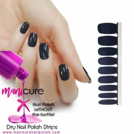 ManiCURE Nail Polish Navy Blue Solid Finish, 100% Real Nail Polish Strips/Wraps