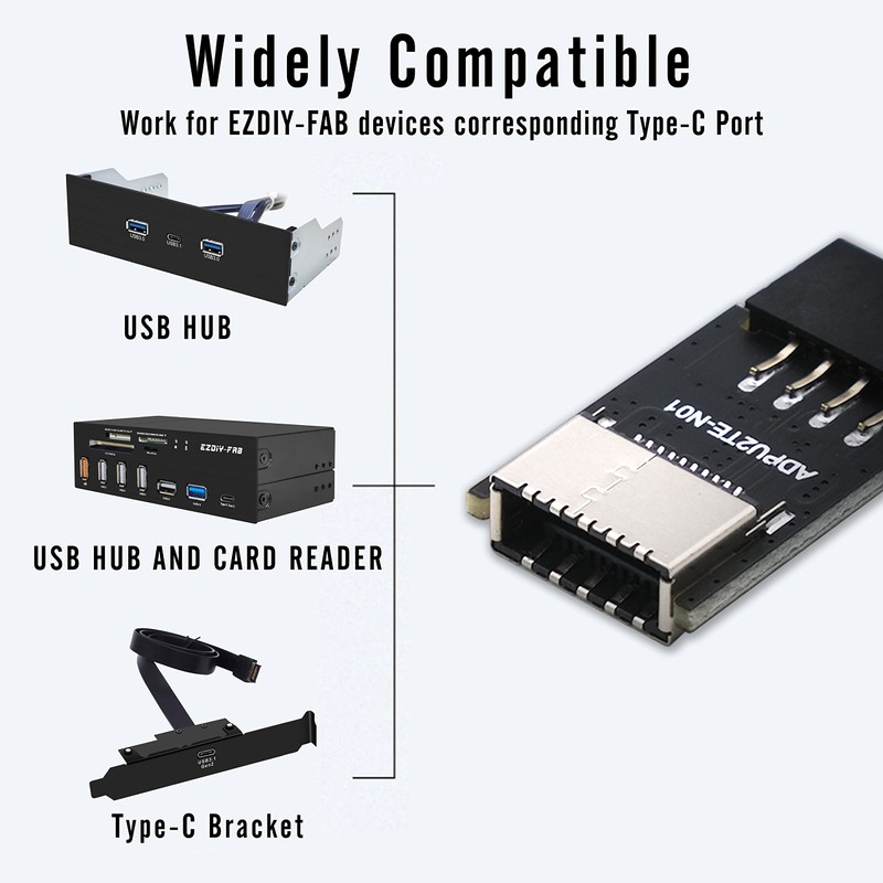 EZDIY-FAB USB 2.0 Internal Header (9-Pin) to USB 3.1/3.2 Type-C