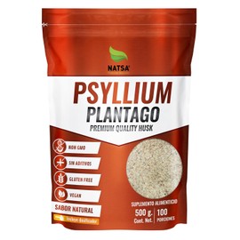 NATSA Psyllium Plantago 500 g | 5 g toma | 100 porciones | Con scoop | Calidad Premium | 100% Pura (500 gr)
