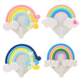 PATKAW 4Pcs Rainbow Wall Hook Decorative Cute Hook Drill Free Key Hat Towel Hooks Coat Wall Hanger for Home Office Kids Room Decoration