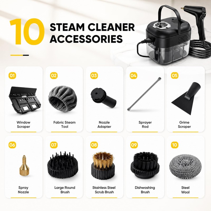 Handheld Steam Cleaner for Home, 2500W Portable Steam Cleaner with