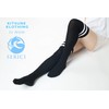 SERICI Black Thigh Length Socks(3 Black w White Stripes)