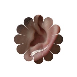 Allereya Bohemian Leaf Climber Earrings Gold Tiny Leaf Ear Climber Earrings Leaf Stud Earrings Minimalist Ear Climber Cuff Earrings Jewellery for Women and Girls (Gold), Alloy Steel