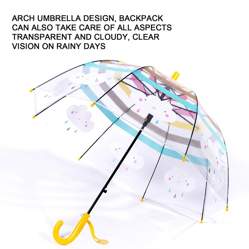 Transparent Umbrella Cartoon Long Handle Umbrella For Children