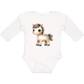 inktastic Baby Horse Long Sleeve Creeper 12 Months 0020 White 45a11