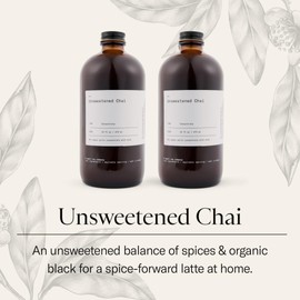 Dona Unsweetened Chai Concentrate (16oz Bottle Two Pack) Liquid Chai Tea Concentrate