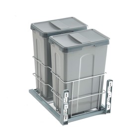 HANKEY Pull Out Trash Can Under Cabinet, Double Cabinet Trash Can Pull Out Kit, Trash Can Cabinet Pull Out Garbage Can for Kitchen Cabinet Soft Close with Lid,13.19inch Width,Total 47Qt