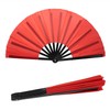 Large Folding Hand Fan, Black, Silk Fabric, 13 Inches