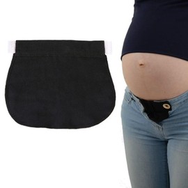 Poemtian Maternity Pants Extender Maternity Pants Belt with Elastic Adjustable Waist Extender Big Belly Waist Expansion Elastic Band Elastic Band (Black)