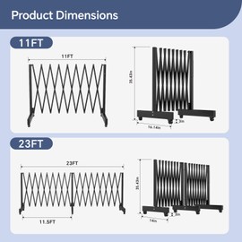 23FT Industrial Expandable Barricade, 270° Folding Security Gate with Wheels, Retractable Driveway Gate, Adjustable Traffic Fence for Construction Site, Traffic Control, Cordon, Elevator, Garage