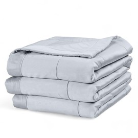 PROMEED Skin-Like Tencel Comforter with Silicone Filling - Machine Washable Quilts with Gentle Pressure, All-Season Breathable Comforter (Grey, Queen-87 x91)