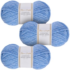 Utopia Crafts Country Wool Blend Aran Yarn for Knitting and Crochet 3X 100g (Blue Bell Sky)