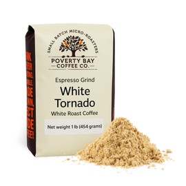 White Coffee - 1lb Bag of White Tornado Coffee Beans Roasted By Poverty Bay Coffee Co, Special Grind, Ground Coffee