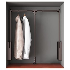 Pull Down Closet Rod for Hanging Clothes, Retractable Wardrobe Hanger for Cabinet Inside Width 35"~47.2", Aluminium alloy Tubing with Plastic Housing, 44 lb Weight Rating