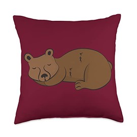 Kaisi Drawing,snooze,snooze,dream Sleep,dream Pajamas, Snooze Light Child, Brown, Bear Sleep Throw Pillow, 18x18, Multicolor