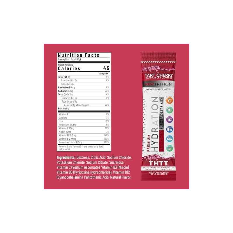 NewTrition Hydration Powder, Electrolyte Powder Packets, Naturally Flavored Hydrating Packets