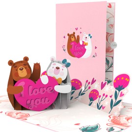 LifGif Valentine Sweet Bear Couple Pop up Cards, Anniversary Card, Valentines Day Cards, Wedding Card, Birthday Cards, Thank You Cards for Couples, Parents, Mom, Dad, Girls, Friends (with Note Card)