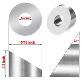Lynkaye 1/4" 30 45 Degree Angle Beveled Washer for 1/8" to 3/16" Deck Cable Railing, Stair Railing,T316 Marine Grade Stanless Steel for Wood/Metal/Aluminum Posts Stairs (10 Pcs 45 Degree)