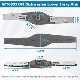 BigHead W10837249 Dishwasher Lower Spray Arm Replacement for Whirlpool Dishwashers Spray Arm, Replaces W10629546 AP5988717 PS11727921 W10838302, Fit Models WDT750SAHZ0 WDTA50SAHZ0 WDT970SAHZ0