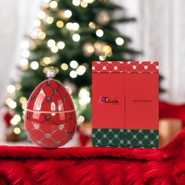 Artitude Home Christmas Candles | Scented Egg Candle with Cinnamon, Caramel, and Nutmeg | Elegant Christmas Decor & Gift | Warm Holiday Ambiance for Living Room and Gatherings | 14 Cm | Red