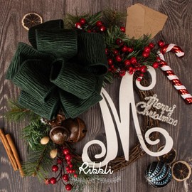 Ribbli Dark Green Crinkled Velvet Wired Ribbon 2.5 Inch Velvet Christmas Ribbon for Gift Wrapping Christmas Tree Decoration Crafts Wreaths Supplies-Continuous 10 Yards