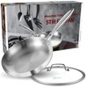 LOLYKITCH 8.5 Inch Tri-ply Stainless Steel Frying Pan with Lid,Skillet,Induction