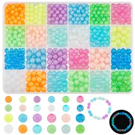 PH PandaHall 1020Pcs 12 Colors Glow in the Dark Beads Luminous Acrylic Beads Glow Beads Kit for Jewellery Making Bracelet Necklace Anklets Waist Chain Mural Decoration Hair Braiding