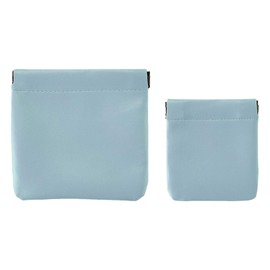 2Pcs Pocket Cosmetic Bag, Jewelry Travel Bag, No Zipper Self-Closing, Portable Make Up Organizer Jewelry Pouch for Women Waterproof Mini Multifunctional Storage Bag (Sky Blue)