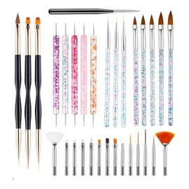 Pinceles Para Uñas 31 Pzas Profesional Multicolor Para Acrilico Gel Nail Art Diseño Decoracion Manicura Pedicura Detallado Pintura Unas Salon Belleza 