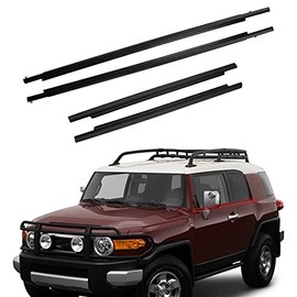 Dasbecan 4PCS Front Rear Door Window Moulding Trim Seal Belt Weatherstrip Compatible with Toyota FJ Cruiser 2007-2014 Replaces# 68164-35041 68163-35041 68162-35073 68161-35073