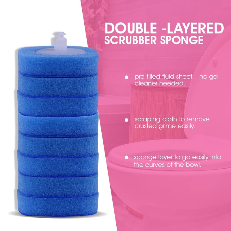 Toilet Bowl Cleaner, with 8 Replacement Heads & Storage Caddy