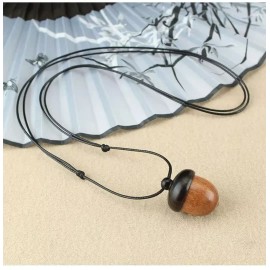 Syrios Gifts Wooden Acorn Locket Necklace, Spring time, Squirrel, Cute, Nature, Plants, Seed