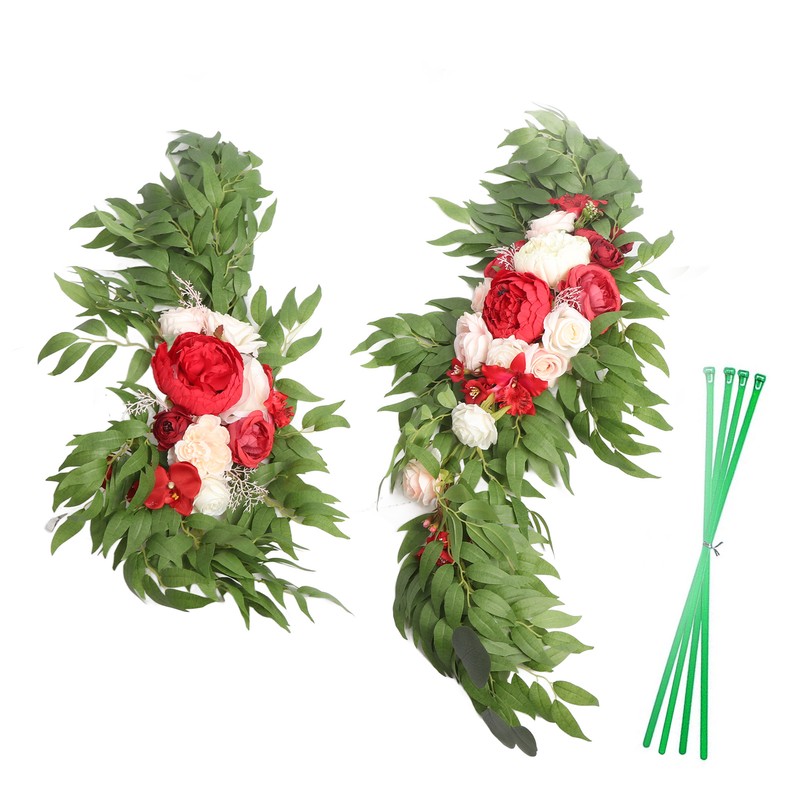 Wedding Arch Flowers Red Silk Cloth Bright Color Widely Used
