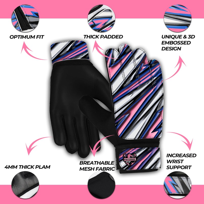 FIGHTSENSE Goalkeeper Gloves for Children, Teenagers, Boys, Football Gloves, Latex