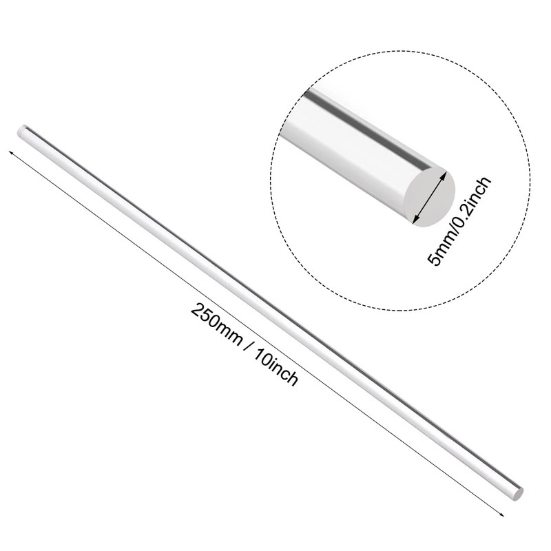 sourcing map Acrylic Round Rod,Clear,0.2 inch Diameter 10inch(247mm) Length,Solid Plastic