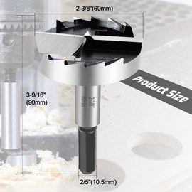 2-3/8 Inch Forstner Bit for Woodworking,2-3/8" Forstner Drill Bit for Wood,Wood Drill Bit Woodworking Hinge Cutter Tool for Woods Plywood Plastic
