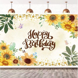 SKTMH Sunflower Birthday Party Decorations Sunflower Backdrop Sunflower Birthday Backdrop Sunflower Birthday Banner Sunflower Birthday Party Supplies Sunflower Happy Birthday Decorations Fall Decor