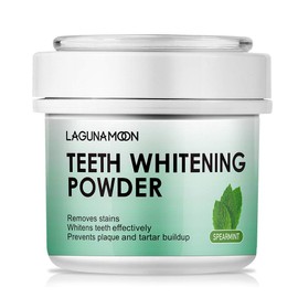 Lagunamoon Teeth Whitening Powder, Natural Spearmint Formula Pearl Bright Tooth & Gum Powder, Remove Coffee Wine Smoking Stains, Tooth Whitening Powder with No Black Mess