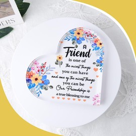 Best Friend Birthday Gifts for Women Heart Acrylic Sign for BFF Flower Acrylic Plaque for Friendship Anniversary Christmas Xmas Gifts
