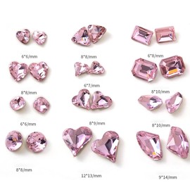 GOODCHI Nail Parts, Pink Stone, Aurora Stone, Acrylic Stone, Nail Parts, Glitter, Crystal, Heart Stone, Rhinestone, Cute Heart Shape, 0.3 inch (8 mm), 11 mm, 50 Pcs Nail Stone