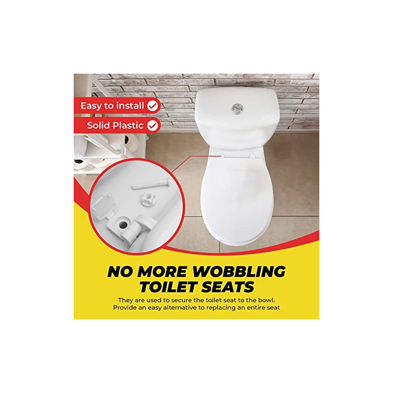 White Plastic Toilet Seat Hinge Replacement with Bolts Screw and