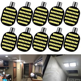 UNXMRFF 921 LED Bulb RV Interior Light Natural White Super Bright T10 922 912 194 LED Bulb Replacement for 12-16 Volt Boat RV Indoor Ceiling Dome Lights, Trailer RV Camper Light Bulbs, (Pack of 10)
