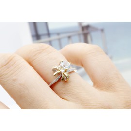 [K KOUOKU Ancient Remember] Natural Topaz Topaz Yellow Ball Ring, 18K Gold Plated Silver, Women's Ring, November Birthstone, Hypoallergenic, S925 Stamped, Natural Stone, One Size Fits Most, Wedding,