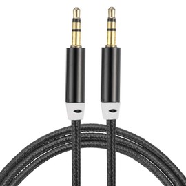 sourcing map 2 Pack Aux Cable 3.5mm Male to Male Nylon Braided Cord 6.6Ft 3 Pole Stereo Sound Auxiliary Cable Black for Earphones, Smart Phones, Home/Car Stereos, Speakers, Computers
