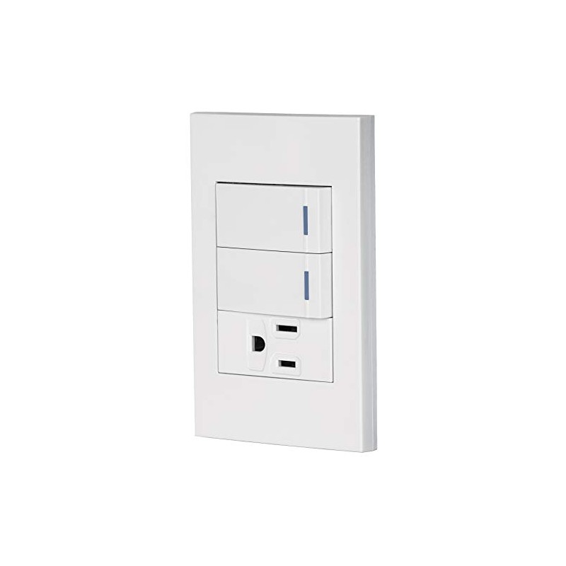 Volteck PA-APCO-E2B, Placa armada 2 interruptores 1 contacto línea Española