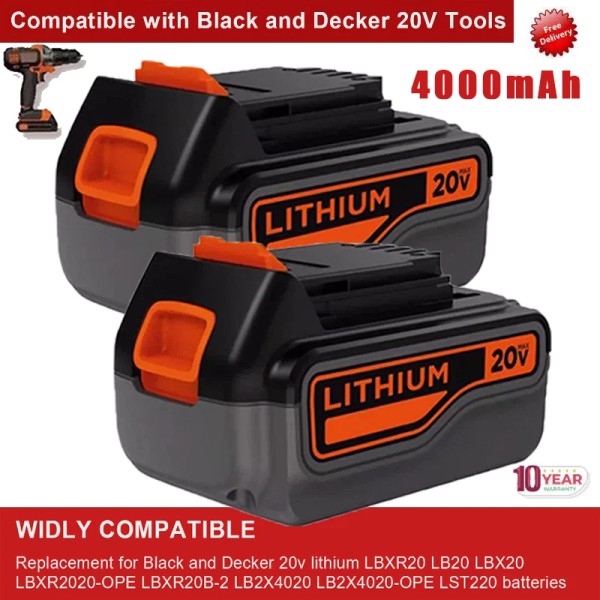 For BLACK+DECKER 2pack LB2X4020 Battery FOR Black and Decker 20V