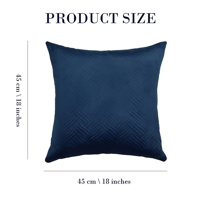 Pack 2 Navy Blue Velvet Cushion Covers 45 x 45
