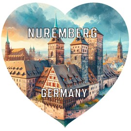 Nuremberg Germany Travel Souvenir Destination Die Cut Heart Shaped Fridge Magnet 2-Inch