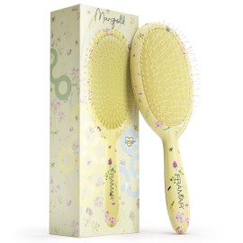 Framar No More Tangles Hairbrush - Detangle Hair Brush for Women, Men & Children, Detangler Hair Brush, Wet Detangle Hair Brush For Curly Hair - Floral Yellow